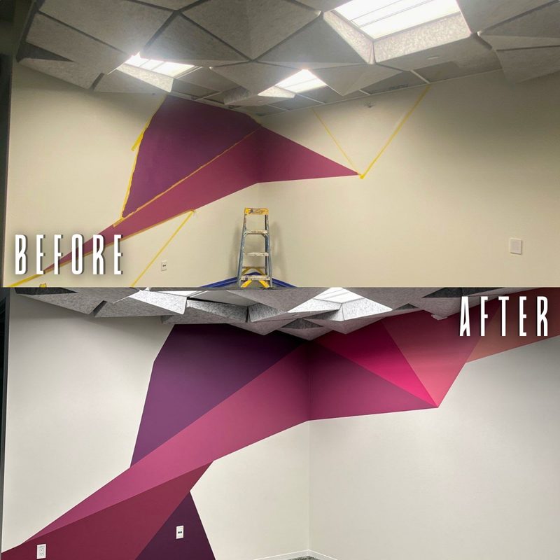 Marin County interior accent wall painting transformation before and after at 1 Market St — McCarthy Painting