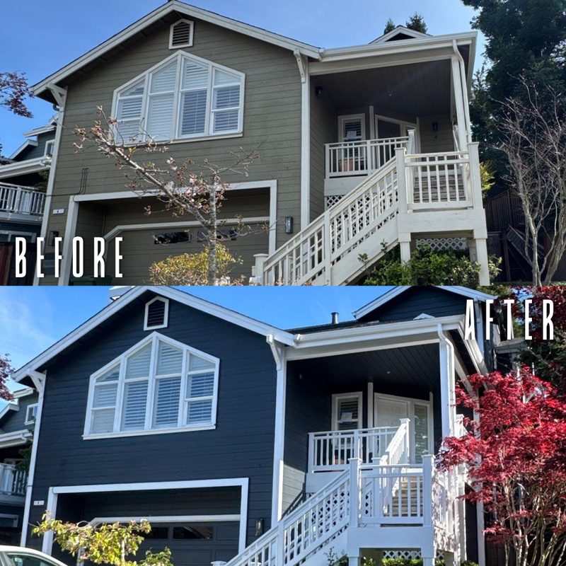 Marin County painting transformation before and after at 5 Presidio Ct — McCarthy Painting