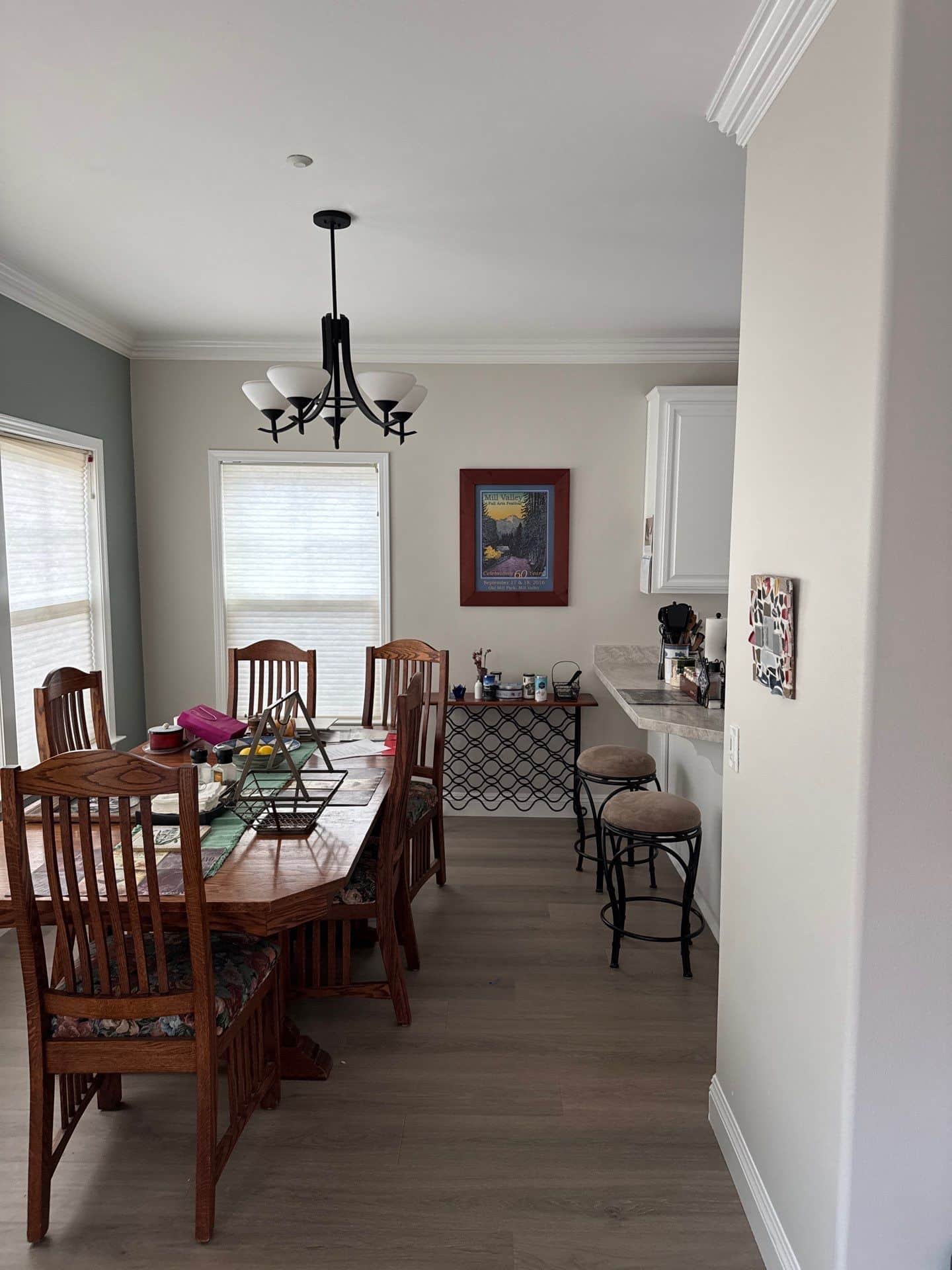 Dining room interior painting project at 33 Elizabeth Cir, Larkspur, CA