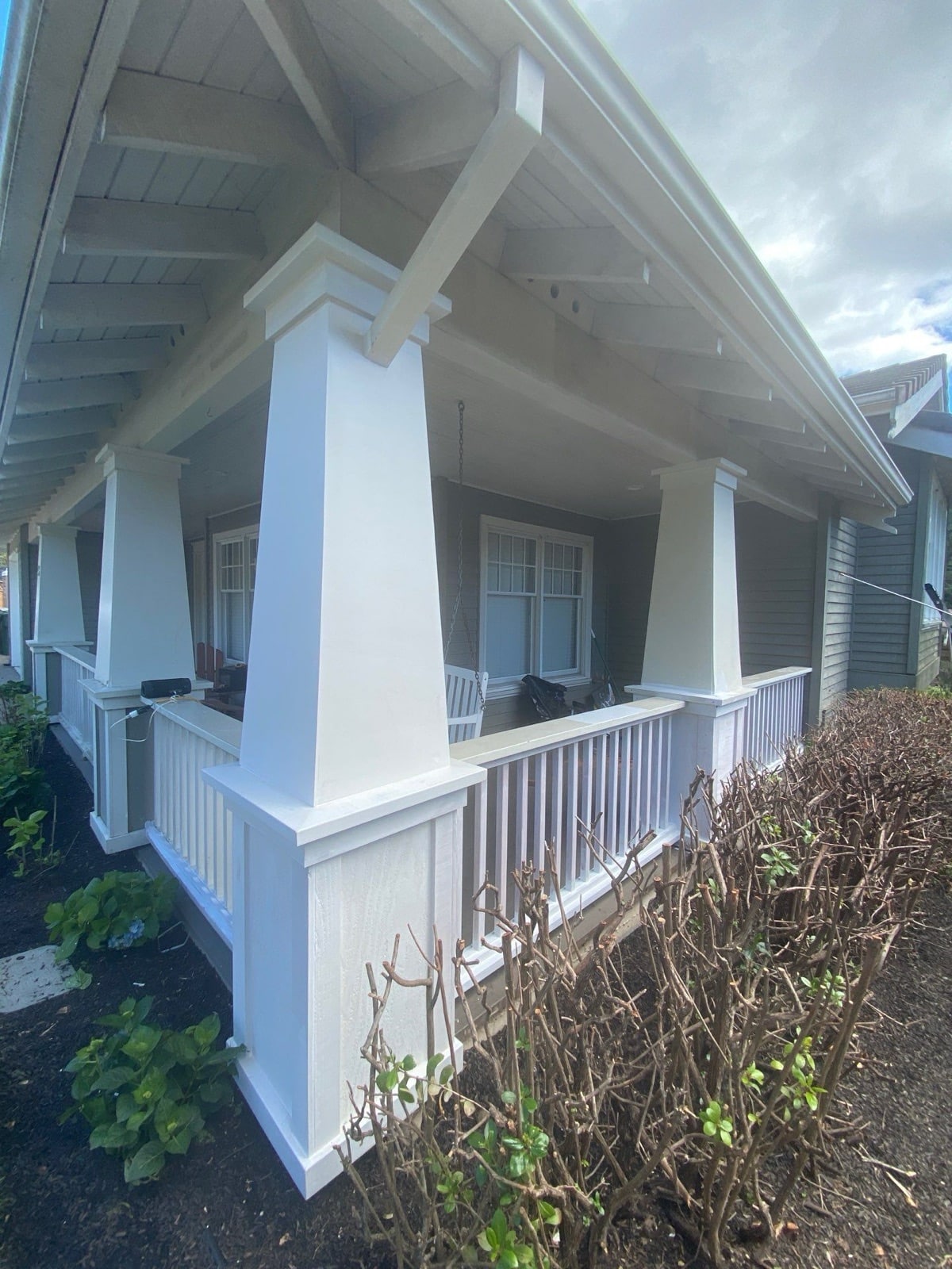 Residential porch and trim painting at 30 Vista Del Sol in Mill Valley by McCarthy Painting